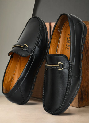 Klusener Synthetic Decent Party Wear Penny Loafers For Men(Black , 7)