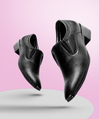 global rich Mens Height Increasing Formal Slip-on Shoes Slip On For Men(Black)