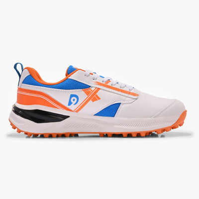 Dnine BLASTER-Rubber Studs Cricket Shoes For Men(Orange, Blue, White , 11)