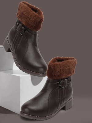 Kliev Paris Amazing Design Women's Ankle Length Fashionable Boots | Boots For Women Boots For Women(Brown)