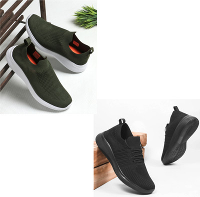 Face Stylish Sports Shoes for Men – Ideal for Running, Gym & Training Sneakers For Men(Olive, Black , 10)