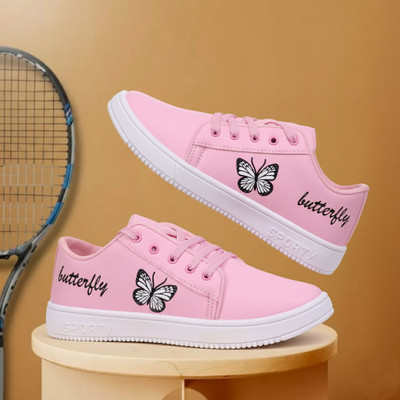 BOKZZON footwear for women sneakers stylish shoes for women ladies footwear Sneakers For Women(Pink, White , 8)