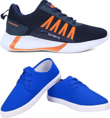 Free Kicks Combo of 2 FK- 394 & 201 Trendy Running Shoes For Men(Blue, Orange , 9)