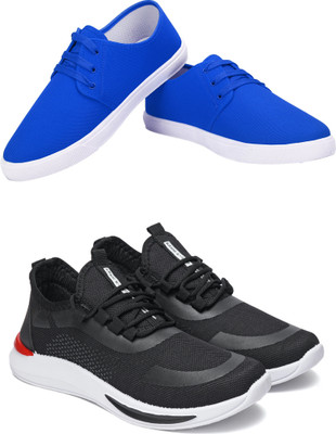 Free Kicks Combo Of 2 Shoes FK-201 & FK-432 Sneakers For Men(Black , 7)