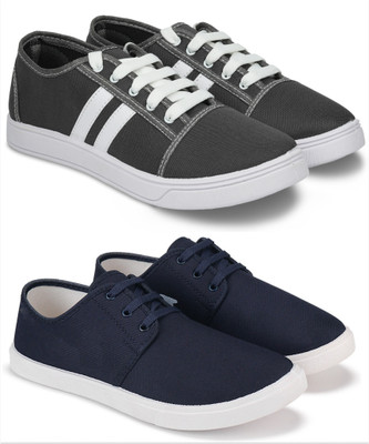 Free Kicks Combo Of 2 Shoes FK-camp & FK-201 Sneakers For Men(Navy , 9)