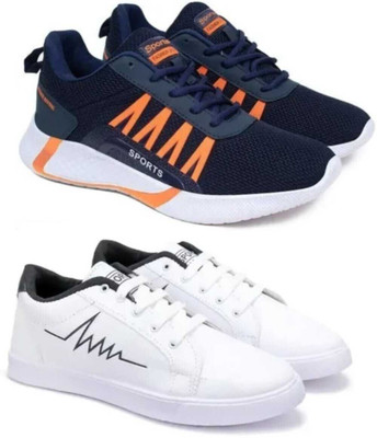 house of common Combo Pack of 2 Sneakers For Men(Navy, White , 6)