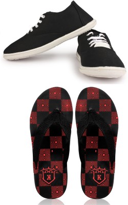 KANEGGYE Sneakers For Men(Black, Red)