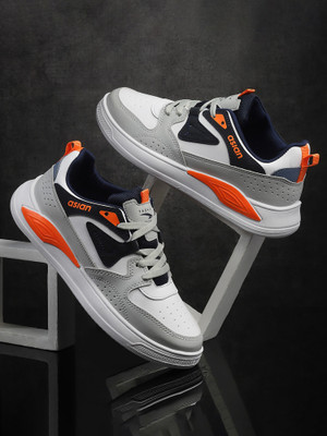 asian Moscow-01 White Sneakers,Loafers,Chunky Shoes Sneakers For Men(White, Orange , 10)
