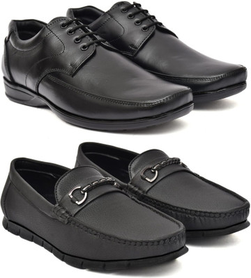 Kaushx Men’s Premium Formal Leather Shoes for Office & Business Wear Slip On For Men(Black, Black , 9)