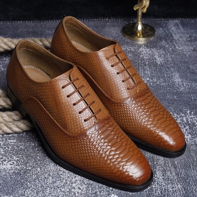 LOUIS STITCH Russet Tan Formal Derby Lace Up Italian Leather Shoes for Men (EUSNTN) Derby For Men(Tan)