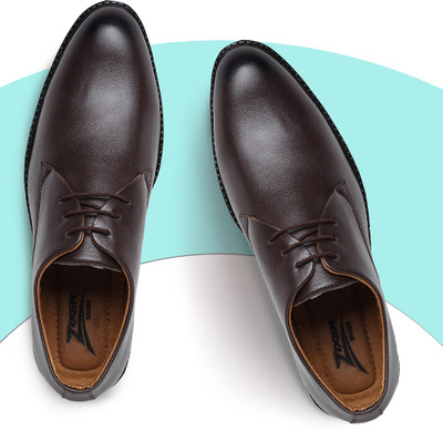 Zixer Synthetic Leather Mens Formal Shoes || Office And Party Wear Formal Shoes Men Latest Stylish|| Formal Shoes For Men Leather Look Lace Up For Men(Brown , 9)