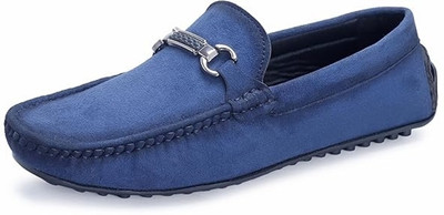 WELLWALK WELLWALK Suede Buckle Loafers for Men Loafers For Men(Blue , 8)