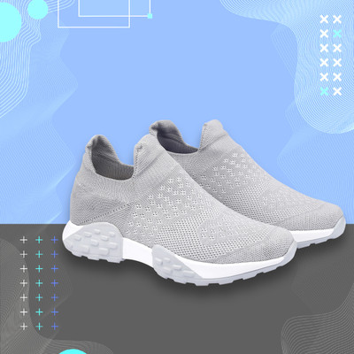 YUVRATO BAXI Men's Latest Fashionable Knitted Fabric Material Casual Socks Shoes Running Shoes For Men(Grey , 10)