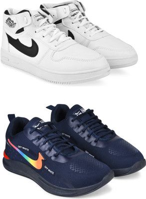 Free Kicks Combo Of 2 Shoes FK-J-310 & FK-NK-901 Sneakers For Men(Navy, White , 10)