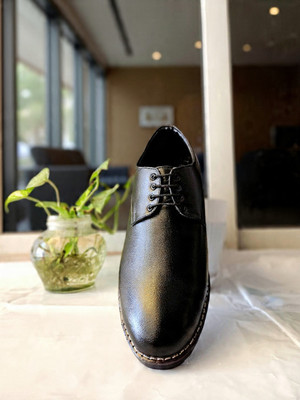 PAKSHULA Premium Men’s Formal Leather Shoes – Classic Lace-Up Dress Shoes Party Wear For Men(Black , 9)