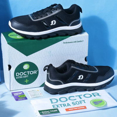 DOCTOR EXTRA SOFT Memory Foam Running Shoe with EVA Sole Sports,Lightweight & Comfortable D-2003 Running Shoes For Men(Black, White)