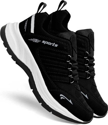Footox Trendy Sports Running Shoes For Men(Black , 7)