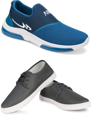 Free Kicks Combo Of 2 Shoes FK-Mexico & FK-201 Running Shoes For Men(Grey , 9)