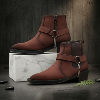 YUVRATO BAXI Men's New Stylish Brown Casual Formal Chelsea Boot And Party Wear Dress Boot Slip On Sneakers For Men(Brown , 10)