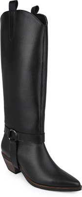 Roadster Synthetic Leather Lightweight Comfortable Slip On Chelsea Boots Boots For Women(Black , 7)