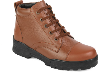 XHUGOY XHUGOY OXFORD CHAIN COMBAT POLICE DMS BOOT BLACK/TAN SIZE 5-12 FOR MEN Boots For Men(Tan , 6)