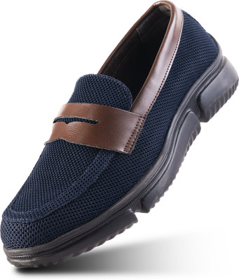 MONKSTORY Monkstory Gravity Lift Supreme Comfort Mesh Slip-On Sneakers - Navy & Brown Slip On Sneakers For Men(Navy, Brown , 9)