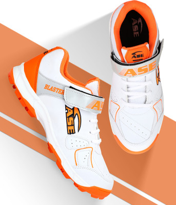 ASE Durable Performance Cricket Shoes with Dual Closure, Laces and Strap Cricket Shoes For Men(Orange , 6)