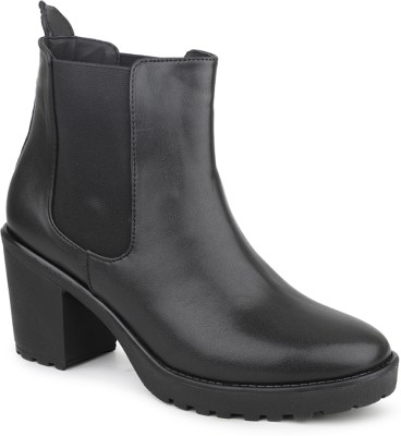 Inc.5 Women Black Mid Top Block-Heel Regular Boots Boots For Women(Black , 6)