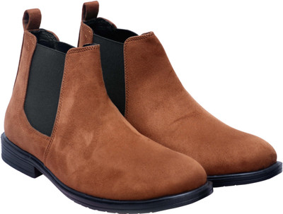 Protoes Footwear Co. Men Chelsea Boots | Trendy Suede Slip-On Design | Premium Fashion Footwear Boots For Men(Brown , 7)
