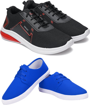 Free Kicks Combo Of 2 Shoes FK-482 & FK-201 Sneakers For Men(Blue , 7)