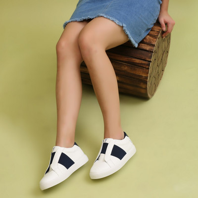 yoho Tango Women’s Comfortable Casual Slip-On Sneakers For Women(Navy, White , 8)
