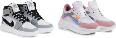 DARTKICK Versatile Casual Shoes for Men – Smart, Sleek & Comfortable Casuals For Men(Pink, White, Grey , 9)