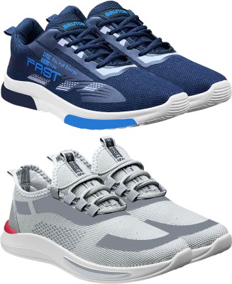 BRUTON Combo Pack of 2 Trendy & Stylish Casual Shoes Sneakers For Men(Blue, Grey , 7)