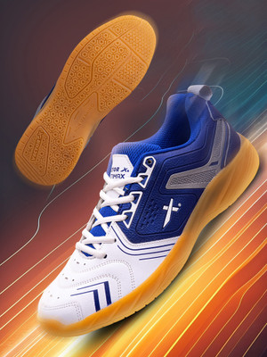 VECTOR X Ultimax Synthetic Leather, Breathable Mesh With Creep Rubber Sole Badminton Shoes For Men(White , 8)