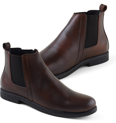 leacom Mens And Boys High Ankle Chelsea Boots | Slip-On Formal & Casual Style Shoes Boots For Men(Brown , 10)
