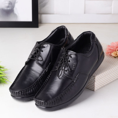 FOR-B FOR-B Men's Real Genuine Leather Lace Up Office Formal Shoes Outdoors For Men(Black , 11)