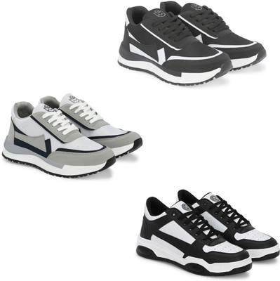 Walkivo Lace Up For Men(Black, Grey, Black , 9)