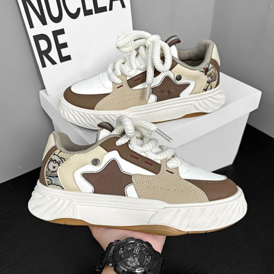 Layasa Men's Chunky Fashion Style Walking Lace-Up Outdoor Sneakers For Men(Tan , 6)