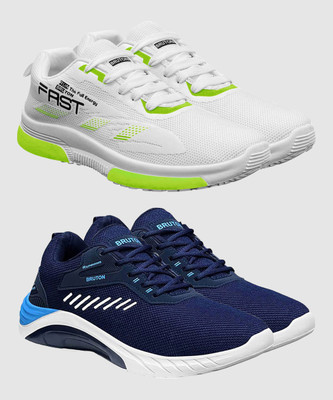 BRUTON Combo Pack of 2 Trendy & Stylish Sports Shoes Running Shoes For Men(White, Blue , 9)