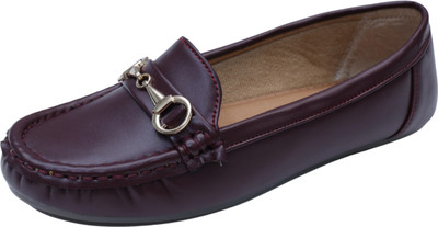 CATBIRD Lightweight, Stylish, and Comfortable Slip-On Flats for Daily Wear Loafers For Women(Burgundy , 4)