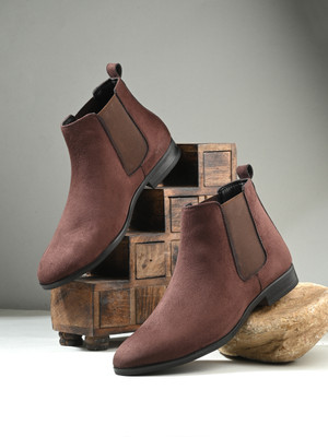 Hirel's Suede Chelsea Boots|Soft Cushioned Insole |Slip-Resistance|Shock Absorption Boots For Men(Brown , 6)