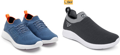 Face Stylish Sports Shoes for Men – Ideal for Running, Gym & Training Sneakers For Men(Grey, Orange , 7)