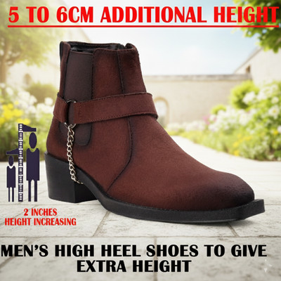 BXXY Mens Stylish Brown Casual Formal Party Wear Chelsea Boot With 5-6 Cm Heel Height Corporate Casuals For Men(Brown , 6)
