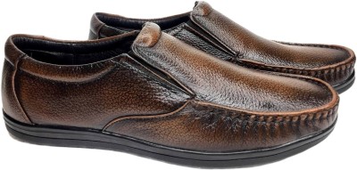KOXA RA 720 Brown 10 - Genuine NDM Leather Slip On Formal Shoes For Men, Mocassin For Men(Brown)