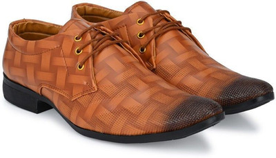 RED LIONS Men's Party wear stylish formal shoes Lace Up For Men(Tan , 8)