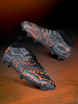 AIVIN Pro Rattle Snake Football Stud Football Shoes For Men(Black, Orange , 8)