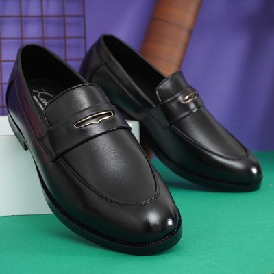 LATWOSCA Casual Loafers For Men(Black , 11)