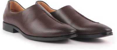 FAUSTO Ethnic Wedding Mojaris for Traditional Sherwani|Evening Party Stitched Slip-On Mojaris For Men(Brown , 6)