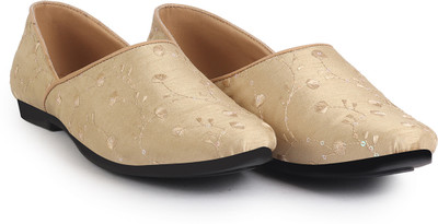 FAUSTO Festive Ethnic Half Cut Juttis for Wedding|Traditional Kurtas & Sherwani Shoe Mojaris For Men(Gold , 7)
