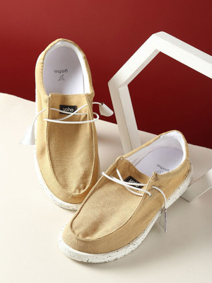 yoho Wafu|EVA Sole | Cushioned, Lightweight Shoe | Premium Fabric for Comfort & Style Loafers For Men(Yellow , 8)